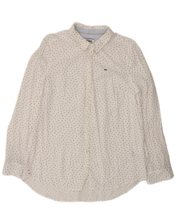 Tommy Hilfiger Camisa para mujer UK 46 Large White Spotted Lyocell