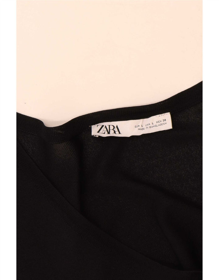 Zara Mujer Camiseta Extragrande Top UK 46 Large Negro