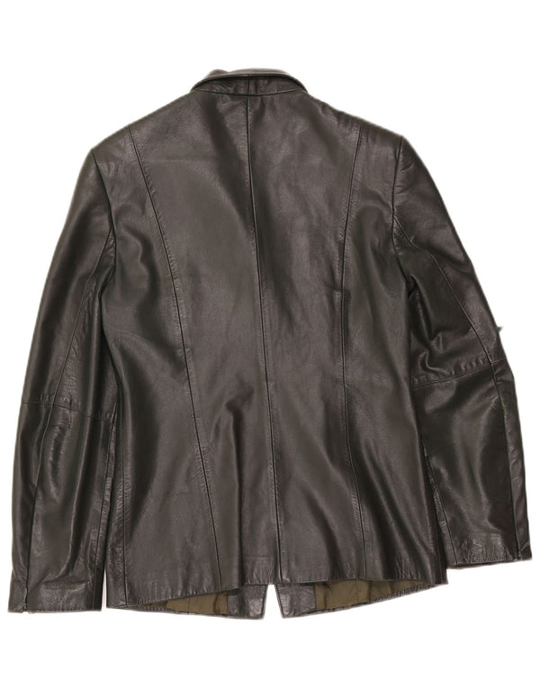 Oui Chaqueta Blazer de Cuero con 3 Botones para Mujer UK 10 Small Khaki Leather