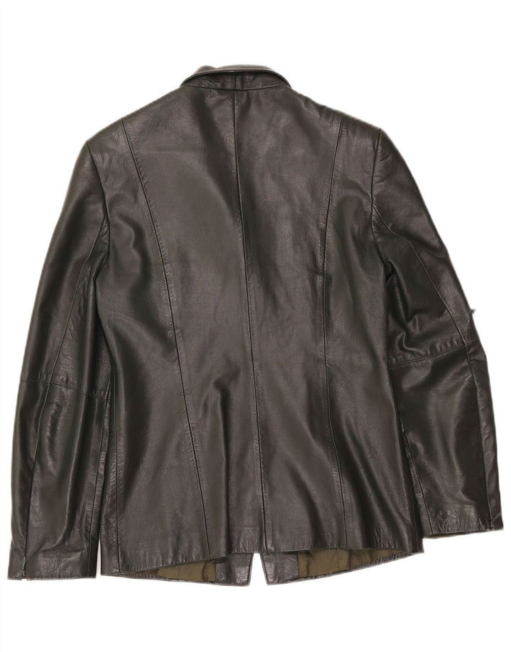 Oui Chaqueta Blazer de Cuero con 3 Botones para Mujer UK 10 Small Khaki Leather