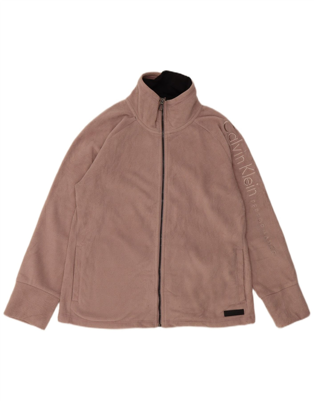 CALVIN KLEIN Chaqueta polar gráfica para mujer UK 46 Poliéster rosa grande