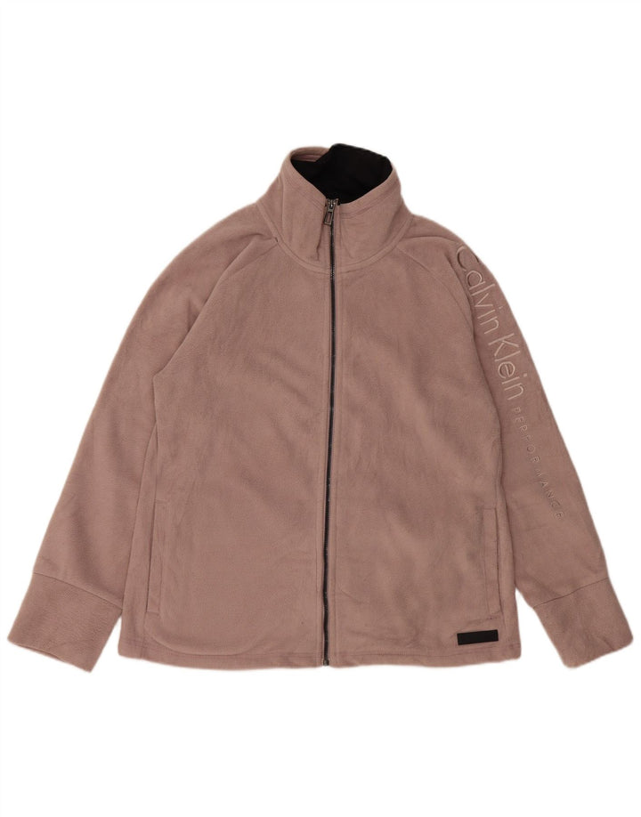 CALVIN KLEIN Chaqueta polar gráfica para mujer UK 46 Poliéster rosa grande