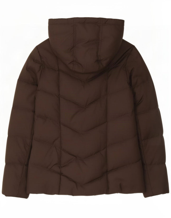 Tommy Hilfiger Chaqueta acolchada con capucha para mujer UK 10 Small Marrón Poliéster