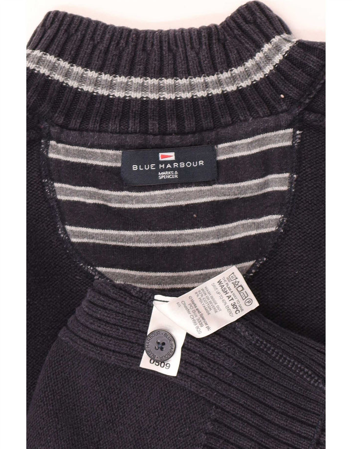 Marks & Spencer Jersey azul marino con cuello y botones para hombre XL Algodón azul marino