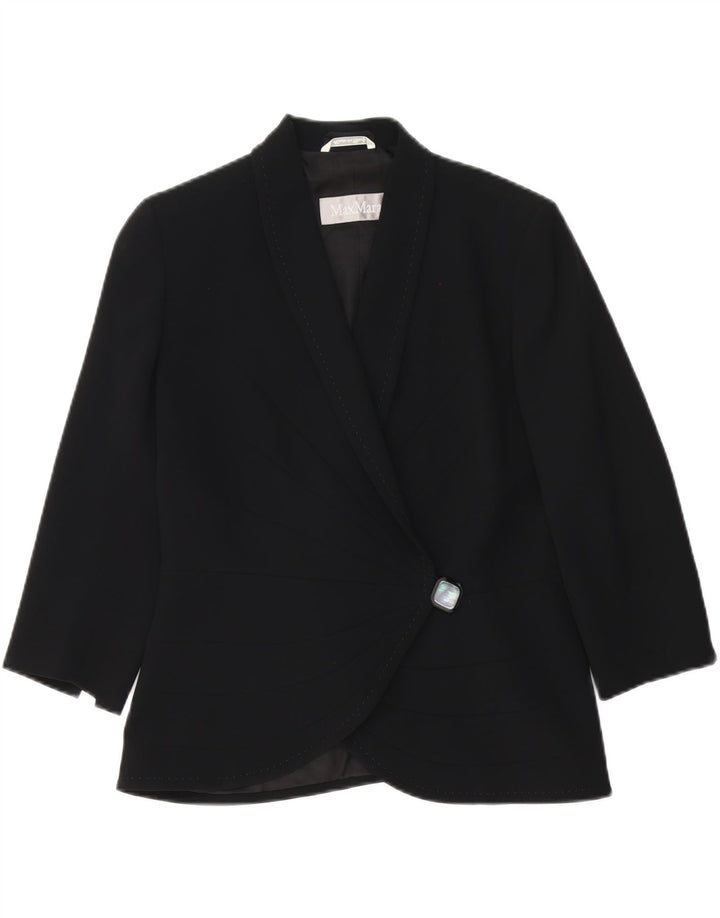 Max Mara Chaqueta tipo blazer con 1 botón y manga 3/4 para mujer UK 40 Medium Black Rayon