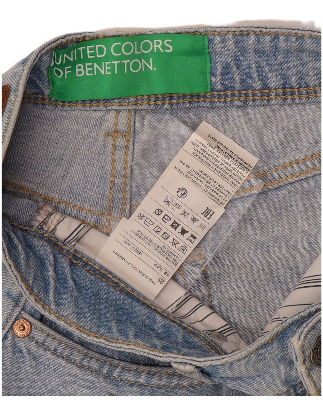 BENETTON Shorts Vaqueros Mujer W25 XS Algodón Azul