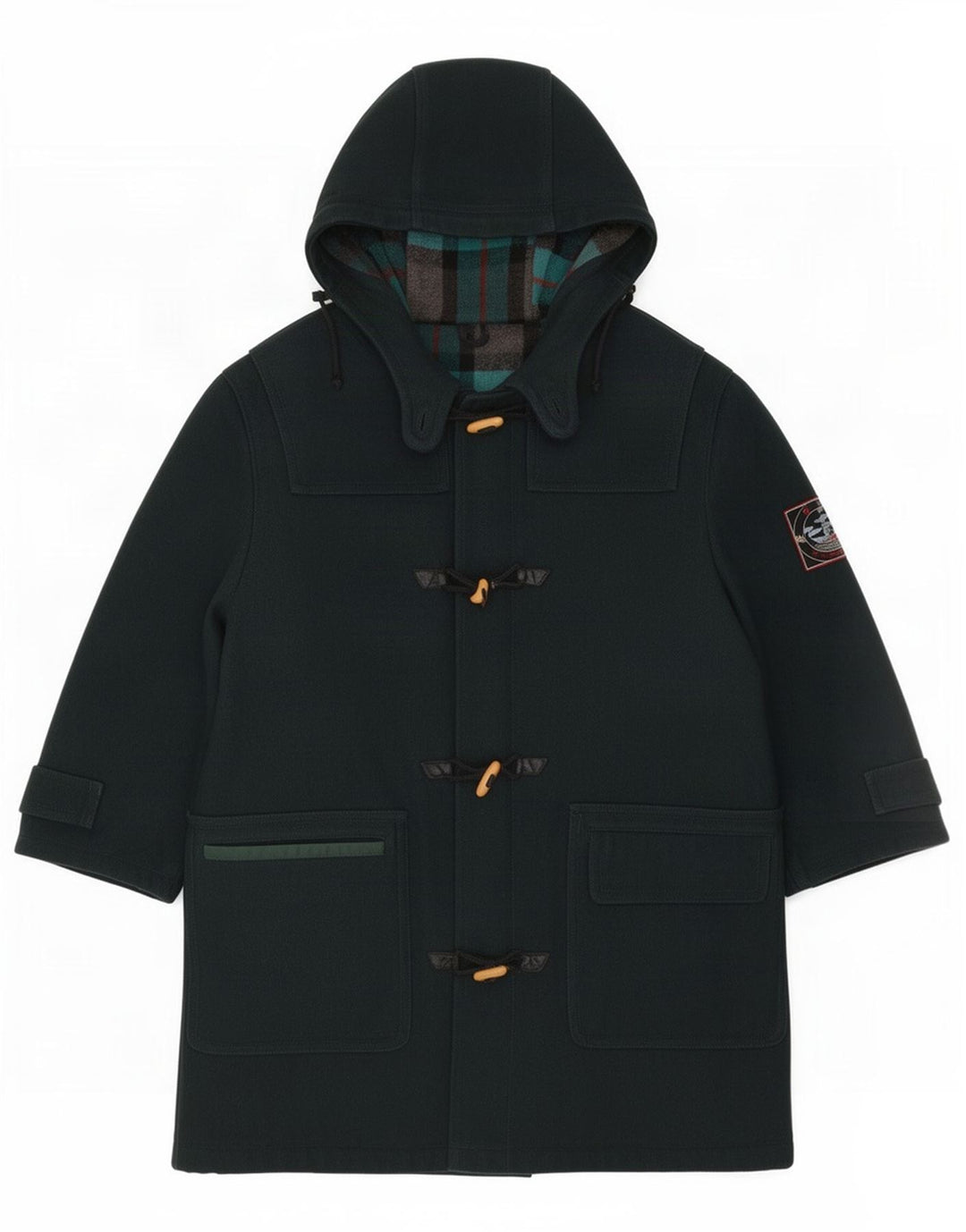 Vintage hombre con capucha Duffle Coat IT 46 Pequeña lana verde