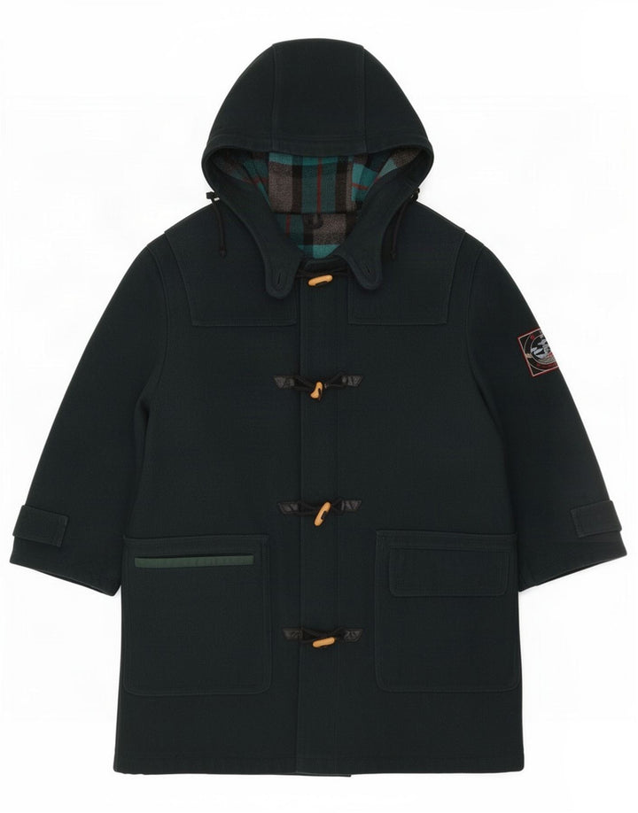 Vintage hombre con capucha Duffle Coat IT 46 Pequeña lana verde
