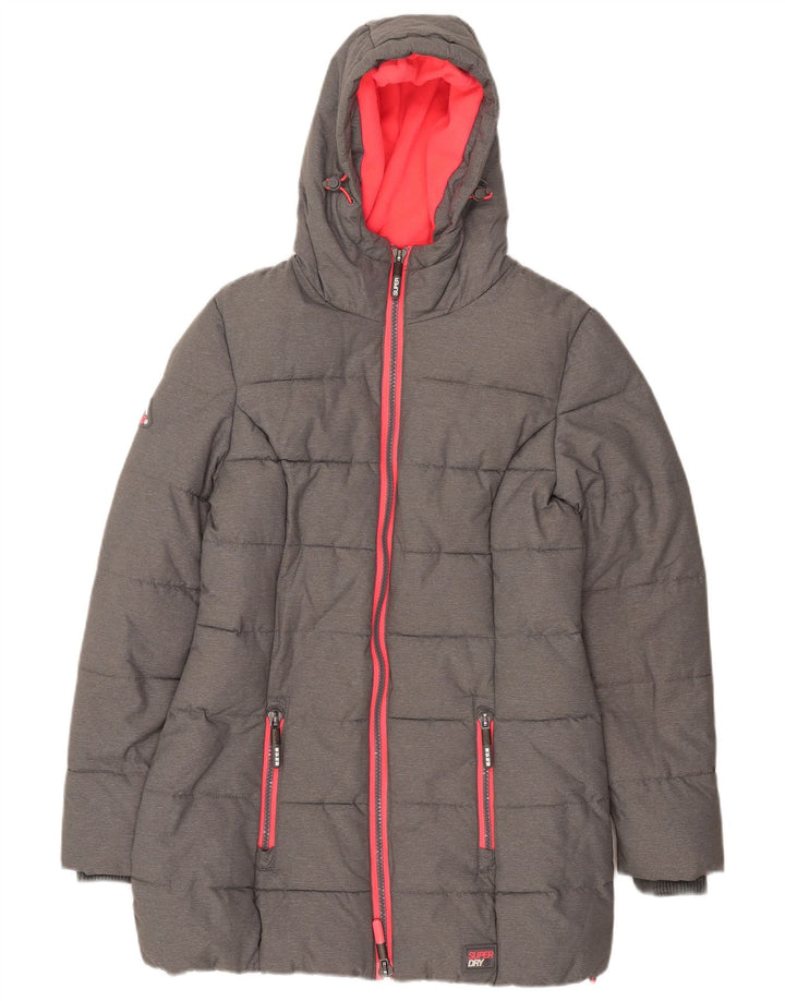 Chaqueta acolchada con capucha Superdry para mujer UK 8 Small Grey Nylon