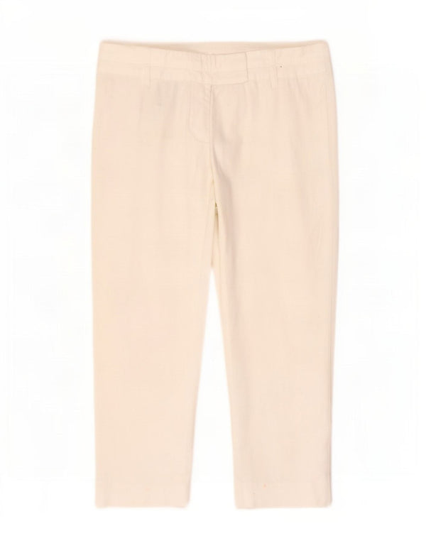 Pantalones Cortos Benetton Mujer IT 42 Medium W30 L23 Blanco Algodón
