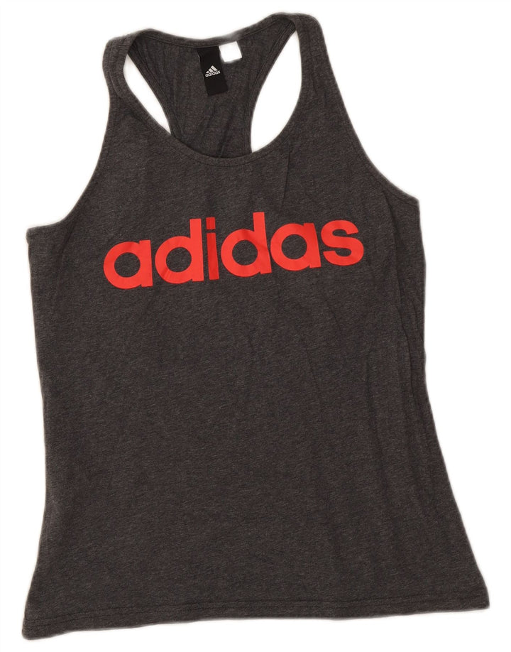 Adidas Mujer Gráfico Chaleco Top UK 8 Pequeño Gris Moteado