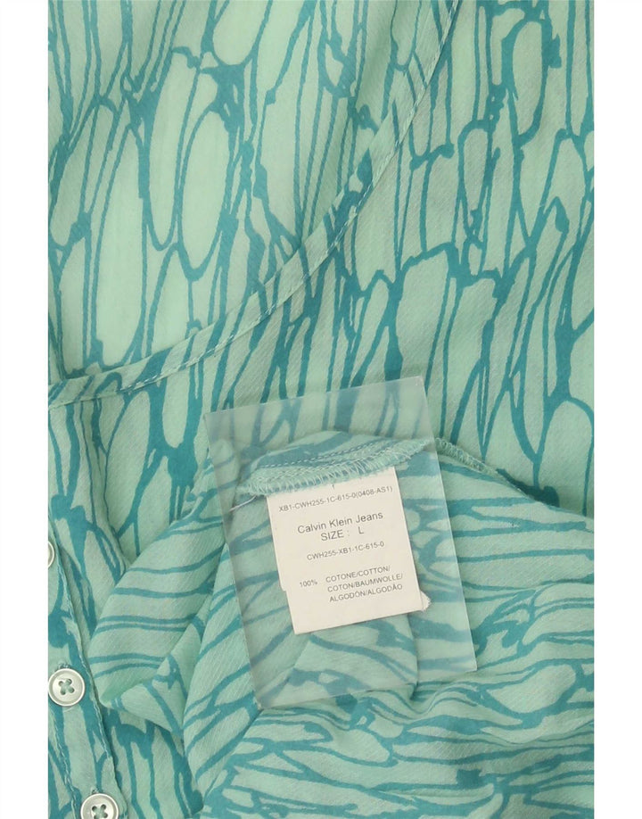 Calvin Klein Jeans Blusa con patrón abstracto para mujer Reino Unido 40 Grande Verde