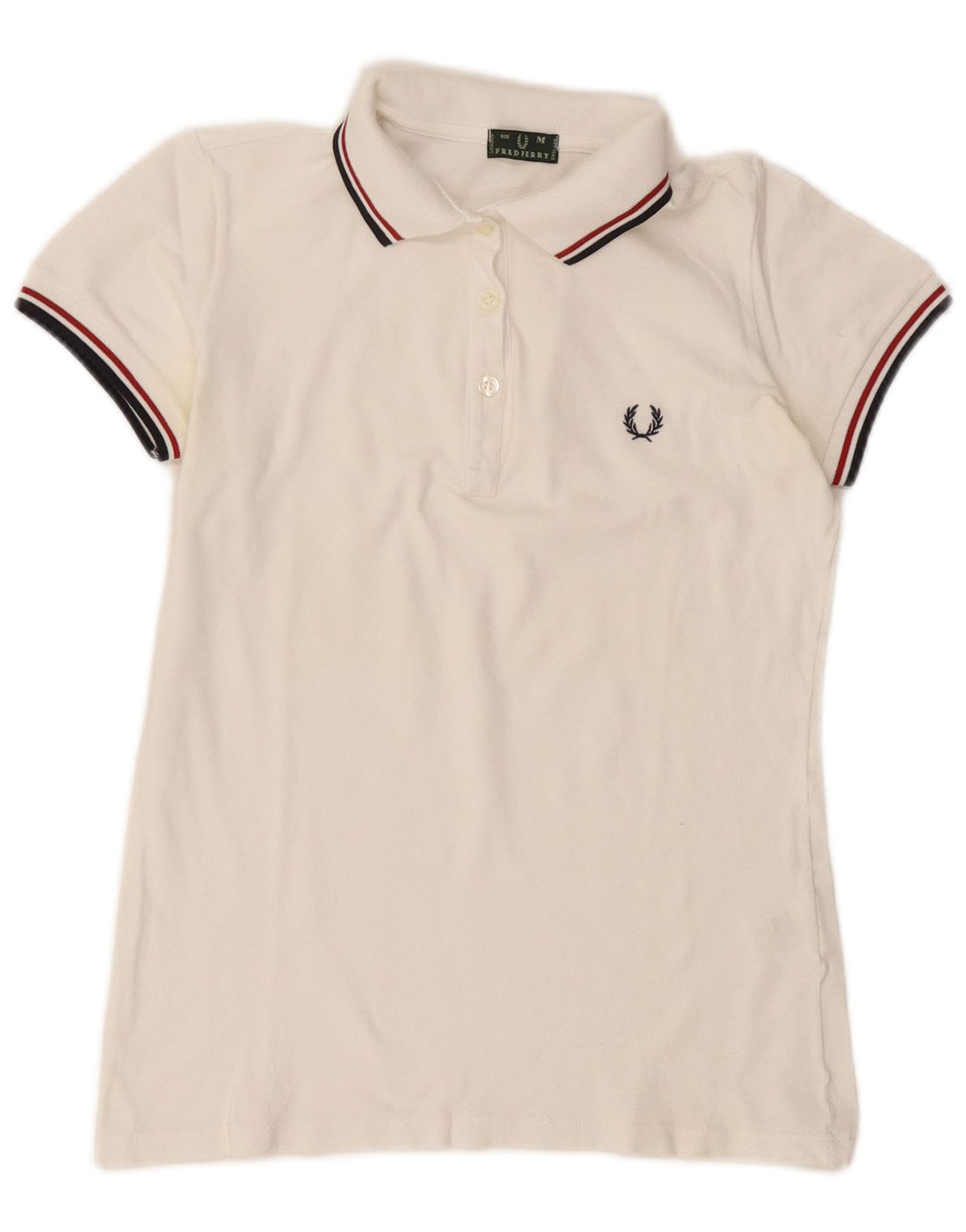 Fred Perry Polo para mujer UK 44 Algodón blanco mediano