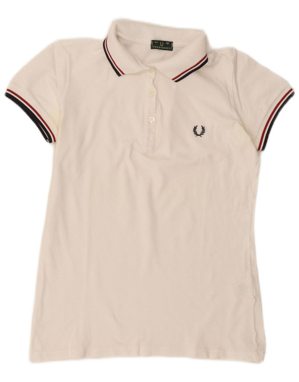Fred Perry Polo para mujer UK 44 Algodón blanco mediano