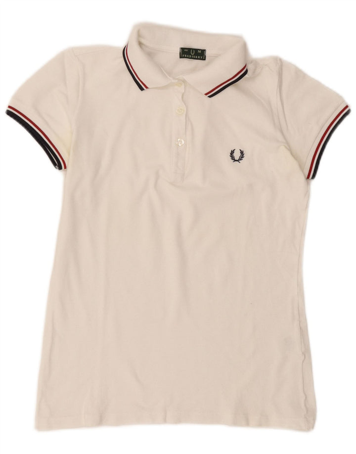 Fred Perry Polo para mujer UK 44 Algodón blanco mediano