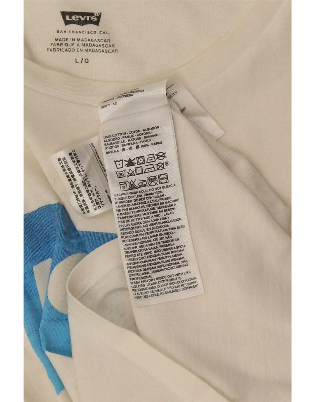 Levi's Camiseta gráfica para hombre Top grande de algodón blanco