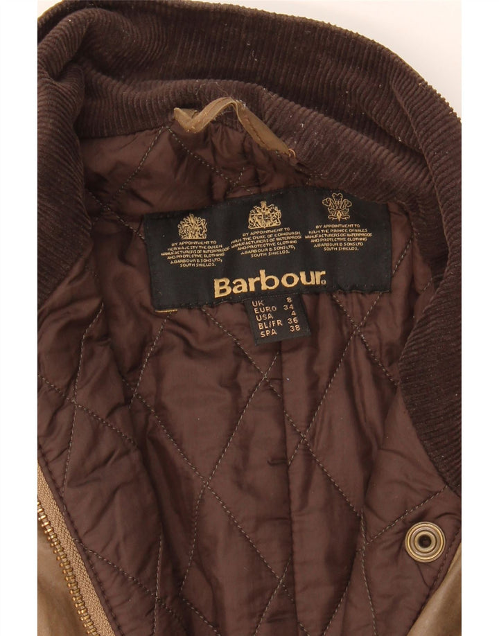 BARBOUR Womens Oversized Waxed Cotton Jacket UK 8 Small Brown