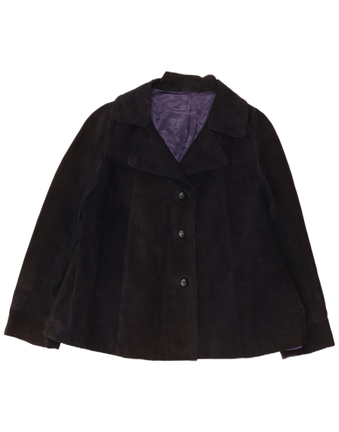 Vintage mujer 3 botones ante Blazer chaqueta Reino Unido 16 grande azul marino