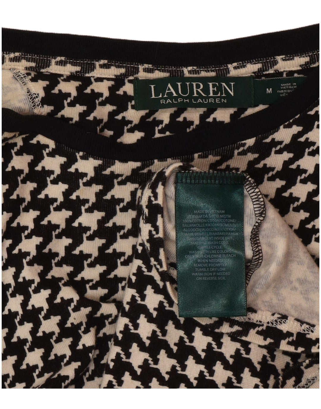 Ralph Lauren Blusa para mujer Top Reino Unido 12 Algodón de pata de gallo negro mediano