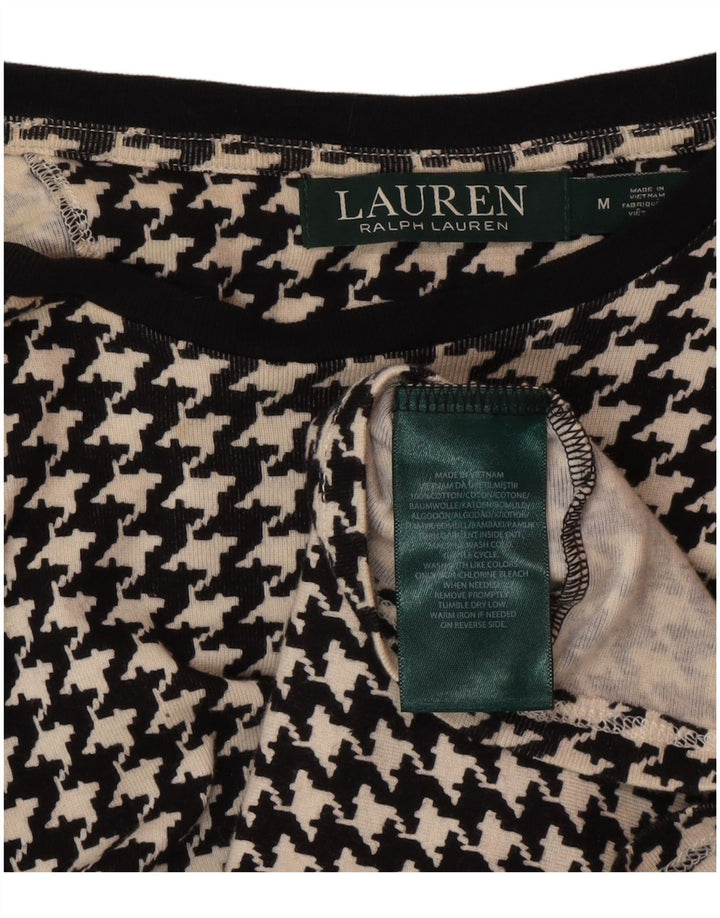 Ralph Lauren Blusa para mujer Top Reino Unido 12 Algodón de pata de gallo negro mediano
