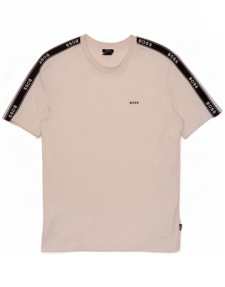 Hugo Boss Hombre: Camiseta con gráfico y parte superior mediana de algodón con bloques de color blanco