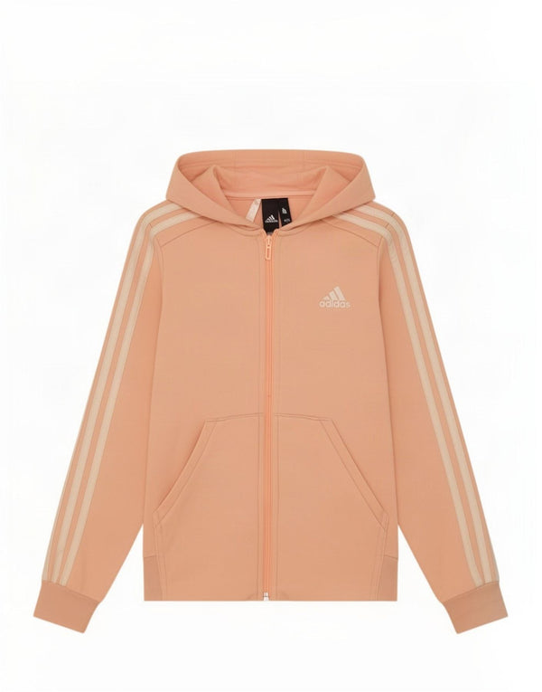 Adidas - Sudadera con capucha y cremallera para niña, 11-12 años, algodón rosa