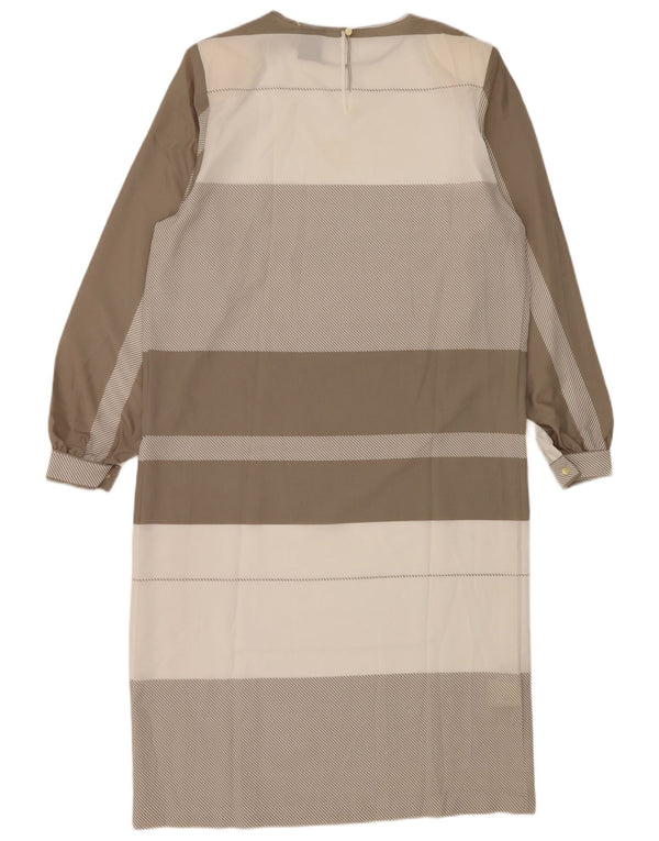 Fiorella Rubino Vestido recto de manga larga para mujer UK 46 Grande gris a rayas