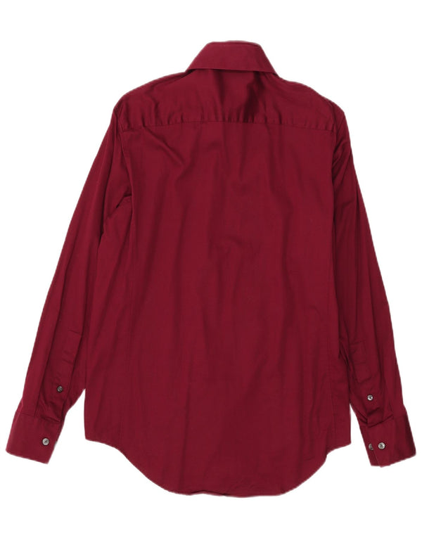 Calvin Klein - Camisa ajustada para hombre, talla 15, algodón burdeos mediano