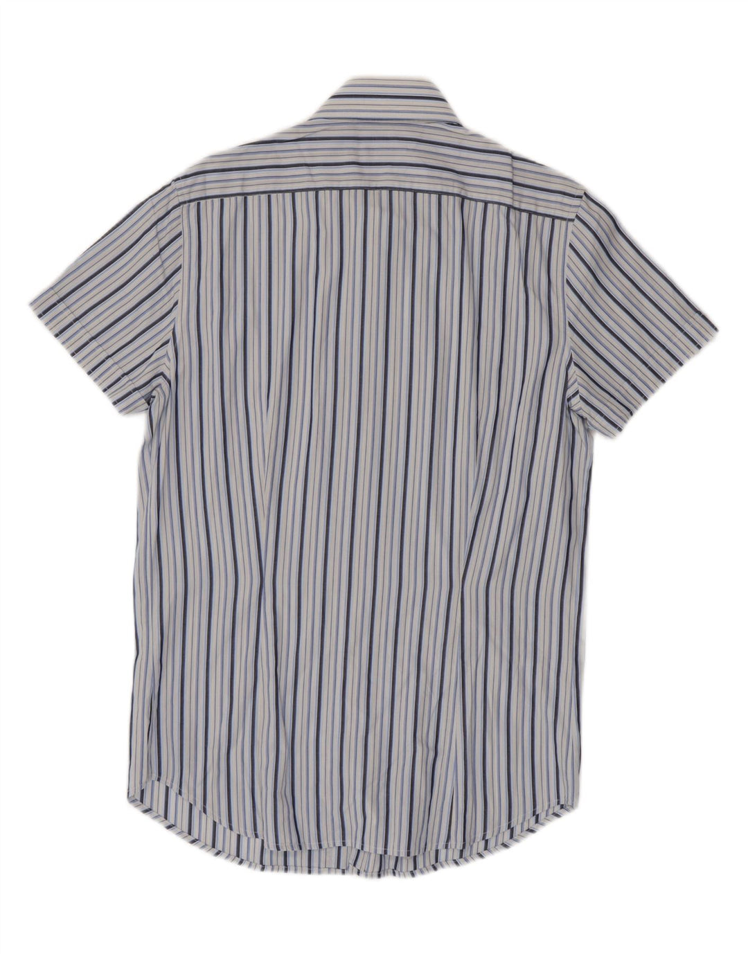Sisley Hombre Camisa De Manga Corta De Algodón A Rayas Azul Grande