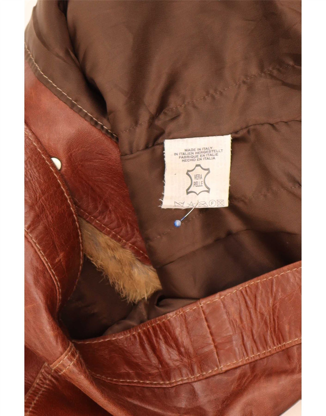 Chaqueta de cuero vintage para mujer Reino Unido 18 XL Marrón