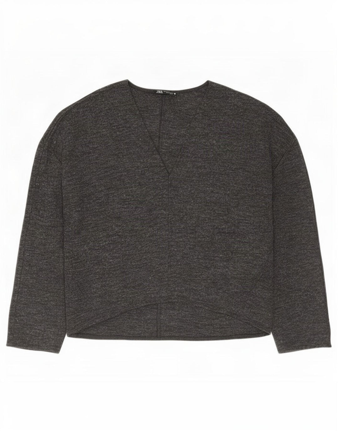 Zara Mujer Blusa Extragrande Top UK 10 Pequeño Poliéster Moteado Gris