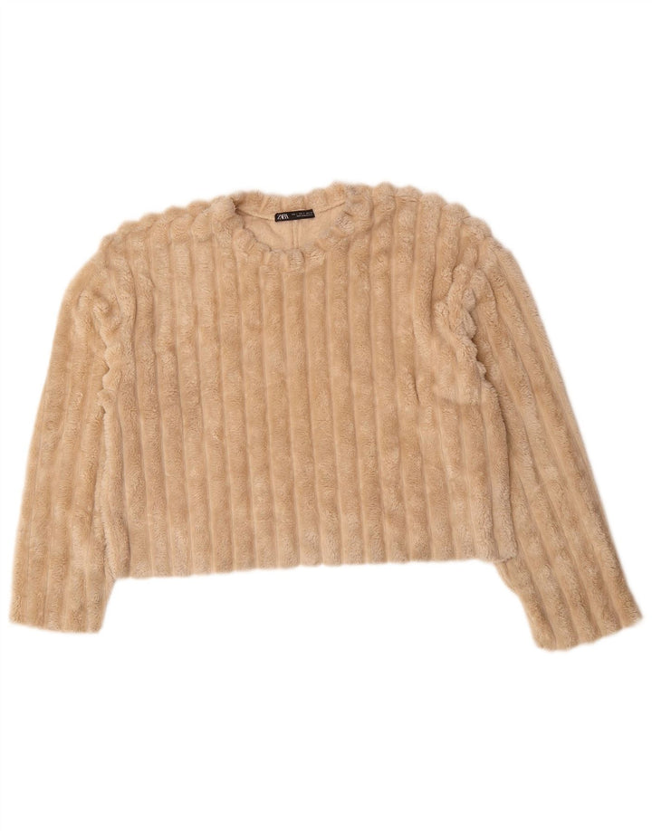 ZARA Jersey de forro polar extragrande para mujer UK 10 Small Beige