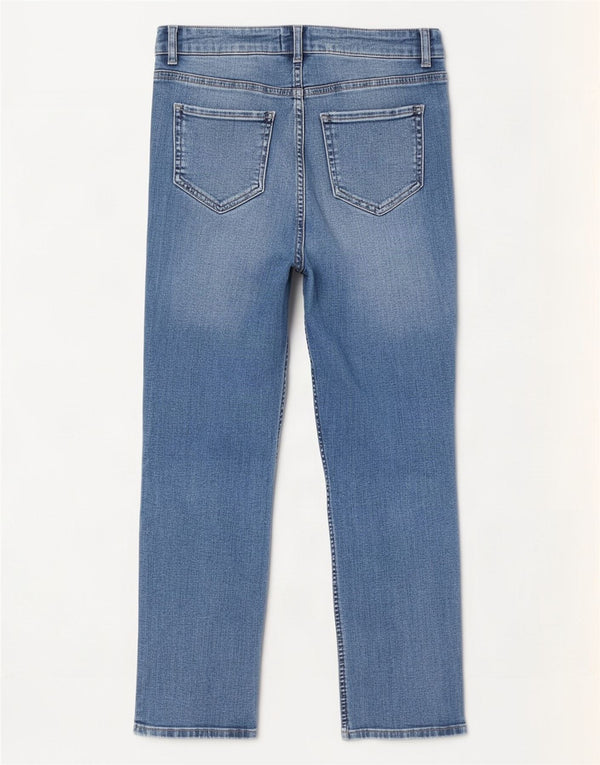 White Stuff Vaqueros Rectos Cortos para Mujer UK 10 Small W28 L24 Algodón Azul