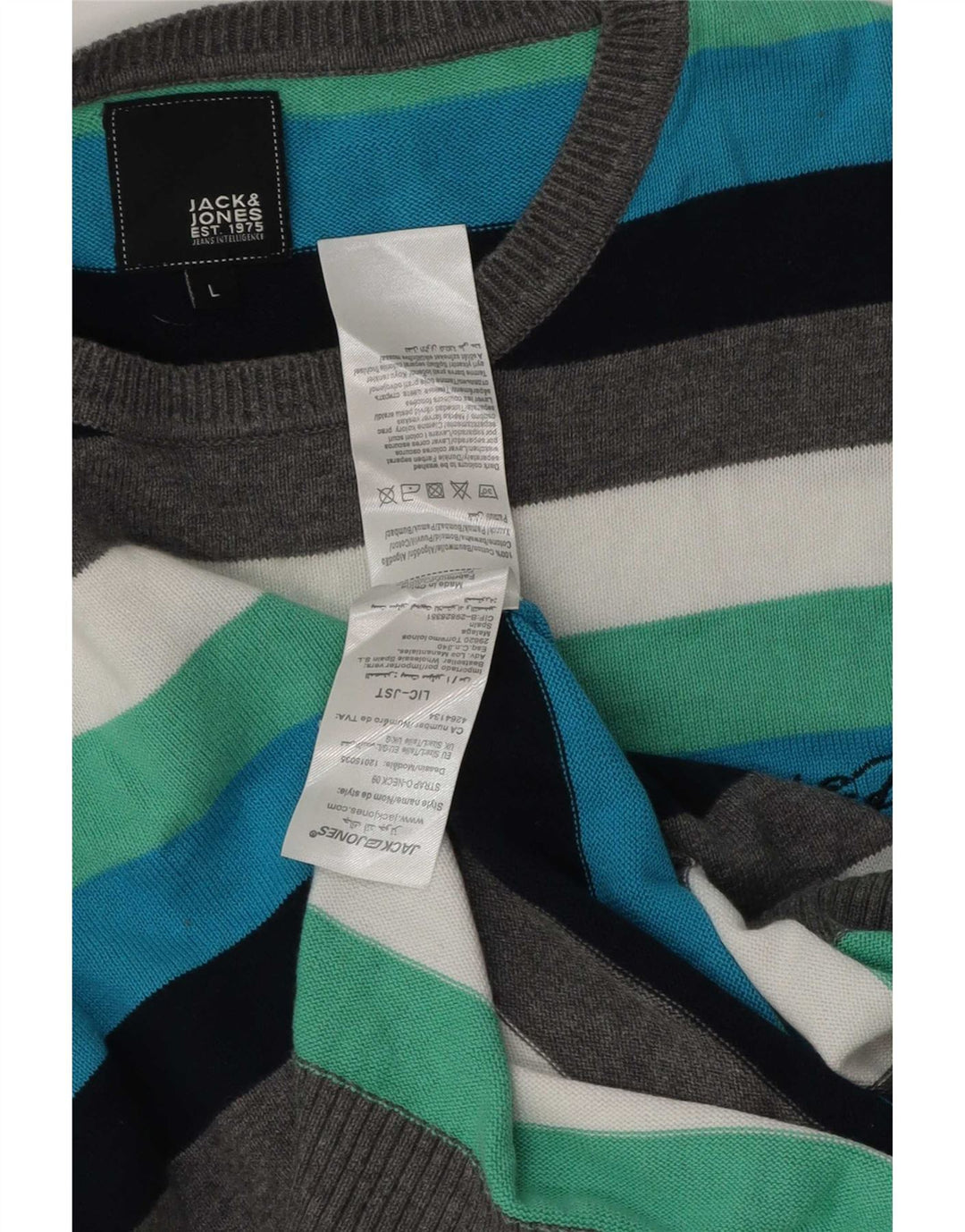 Jack & Jones Jersey con Cuello Redondo para Hombre, Jersey Grande, Rayas Multicolores