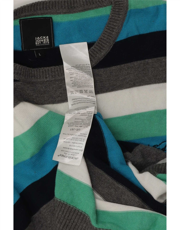 Jack & Jones Jersey con Cuello Redondo para Hombre, Jersey Grande, Rayas Multicolores