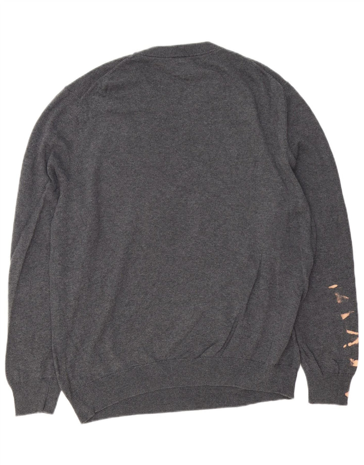 John Lewis - Jersey de cuello redondo para hombre, talla grande, algodón gris