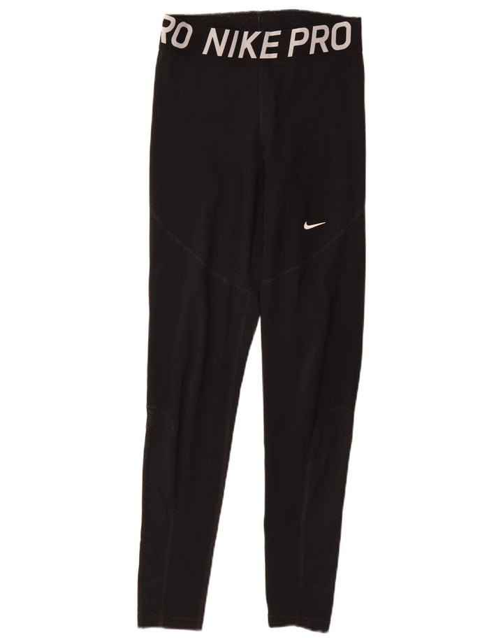 NIKE Leggings gráficos Dri Fit para mujer UK 12 Mediano Negro Poliéster