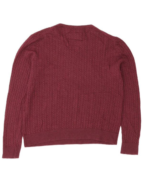 Superdry Jersey Regular Fit con Cuello Barco para Mujer UK 40 XL Lana Burdeos