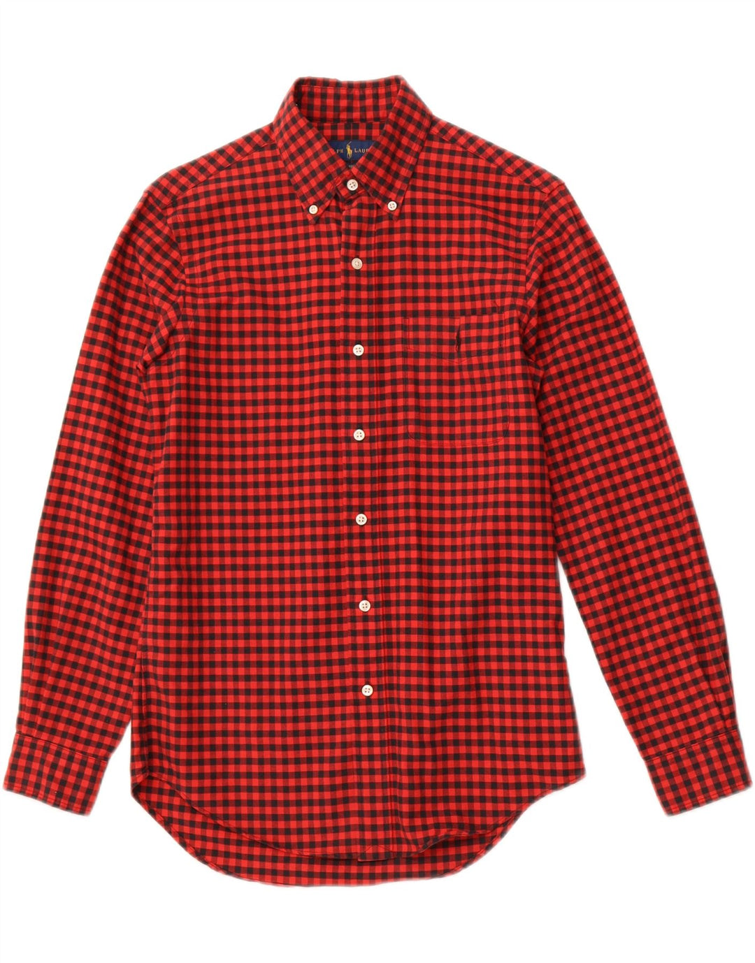 RALPH LAUREN Camisa de franela de ajuste clásico para hombre XS Algodón a cuadros rojo