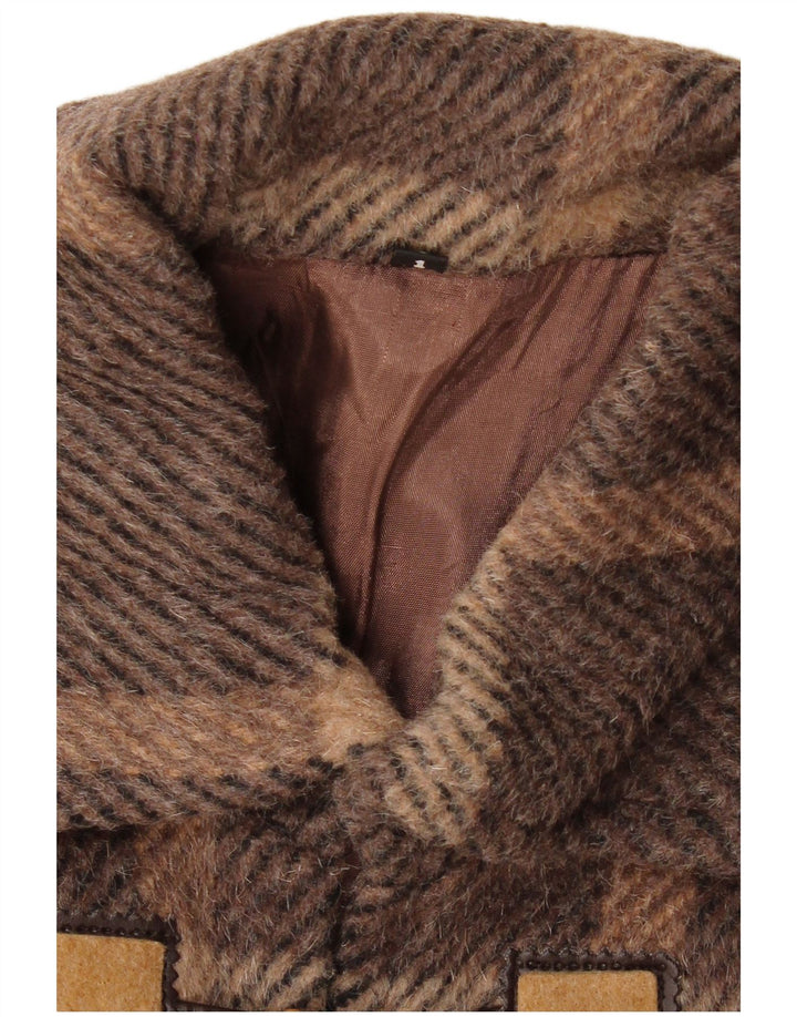 VINTAGE Mujer Duffle Coat US 1 XS Marrón Check Lana