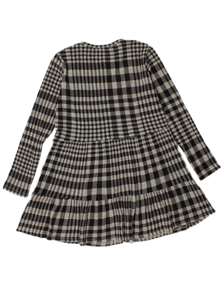 Zara Vestido De Punto Con Gradas Para Mujer UK 42 Cuadro Gris Medio
