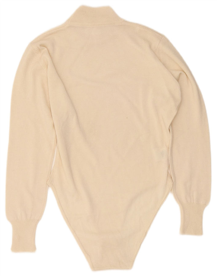 Vintage mujer manga larga body UK 14 grande de blanco