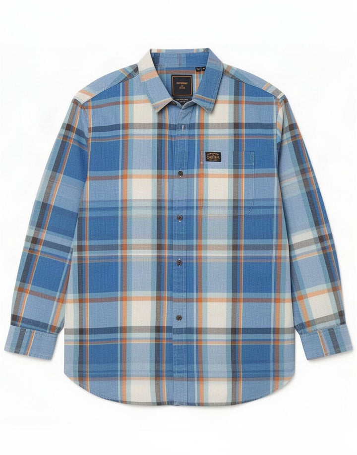 Camisa Superdry para hombre de algodón a cuadros azul medio