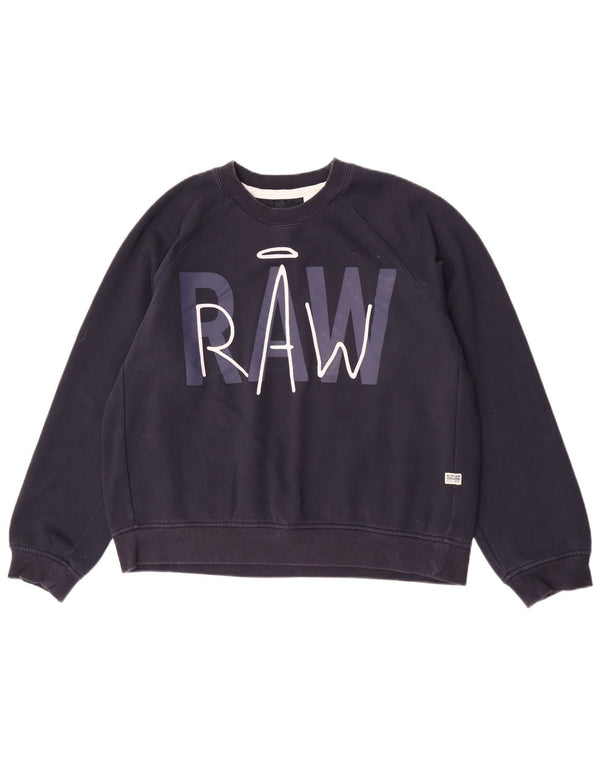 G-Star Sudadera con gráfico de Corte Recto para Mujer UK 20 2XL Azul Marino