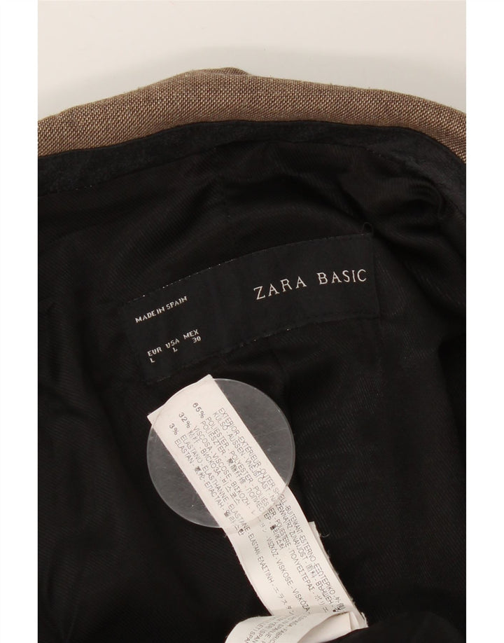 Zara Chaqueta Blazer De 1 Botón Para Mujer UK 44 Grande Poliéster Marrón