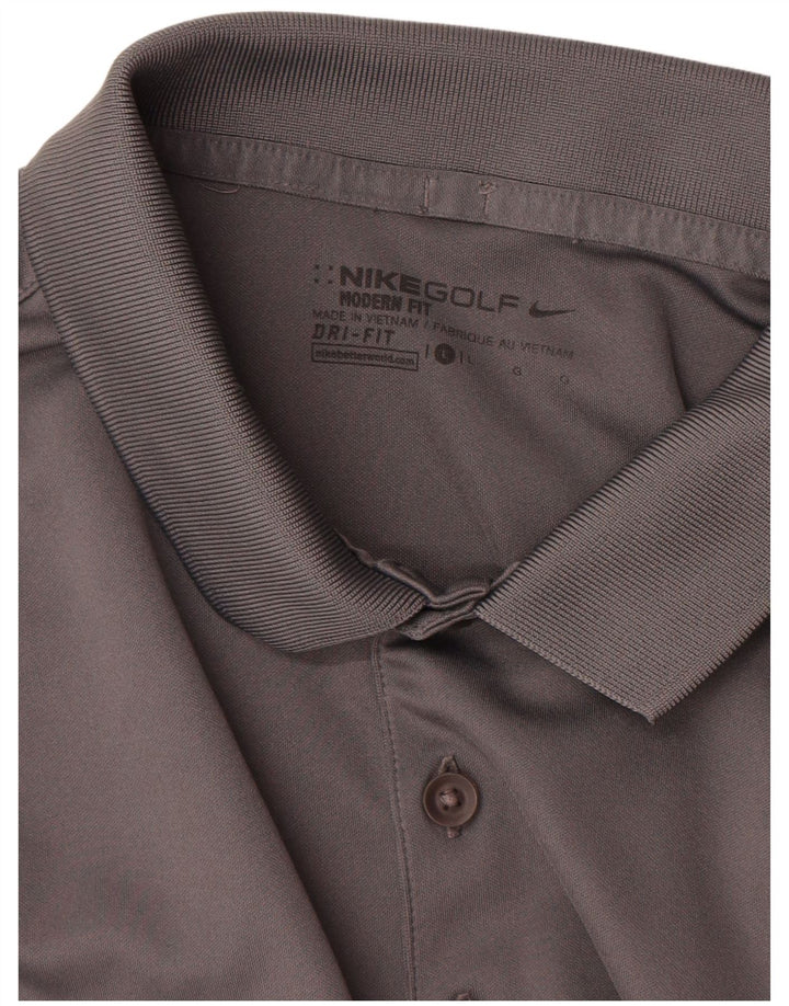 Nike Polo Dri Fit para hombre, poliéster gris grande