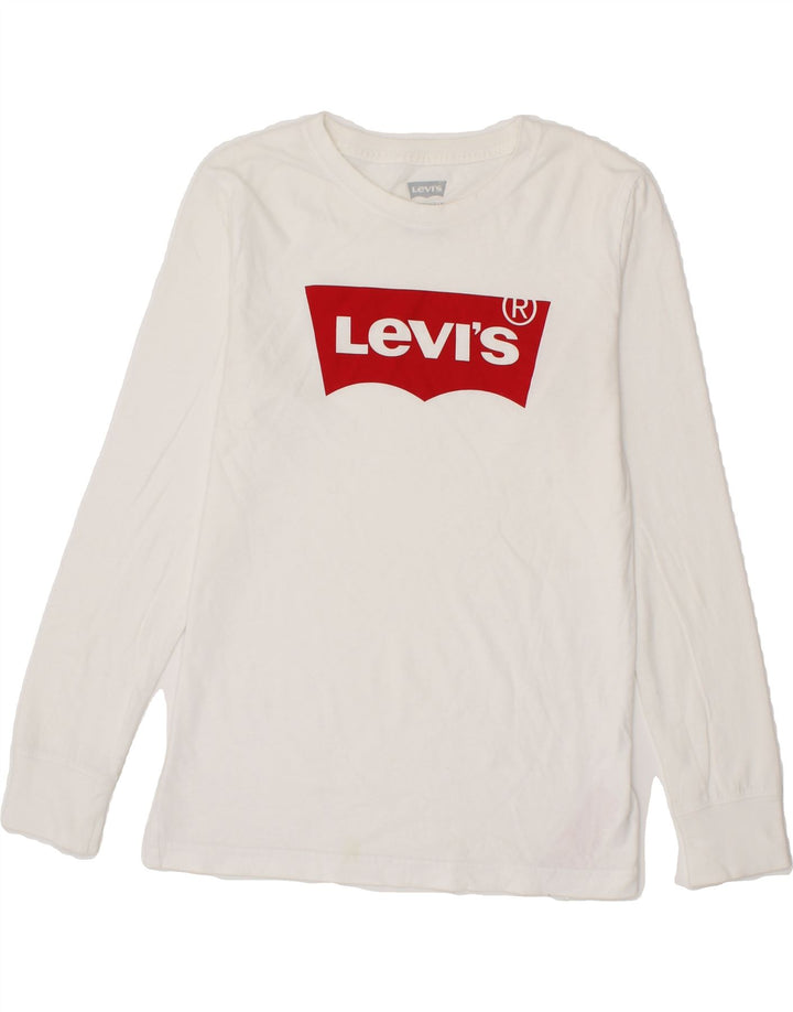 LEVI'S Boys Graphic Top Long Sleeve 13-14 Years White Cotton Vintage Levi's and Second-Hand Levi's from Messina Hembry 