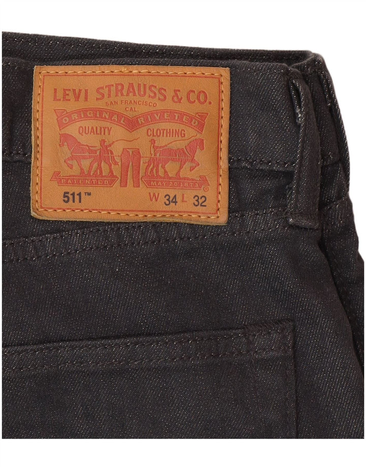 Levi's Hombre 511 Slim Jeans W34 L32 Algodón Gris