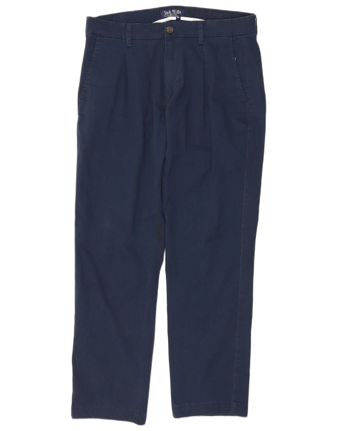 JACK WILLS Pantalón chino con pinzas para hombre W32 L29 Algodón azul marino