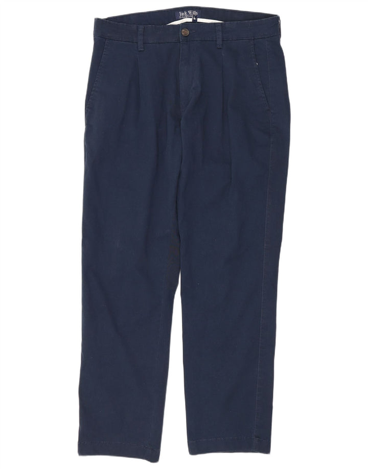 JACK WILLS Pantalón chino con pinzas para hombre W32 L29 Algodón azul marino